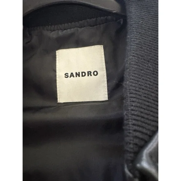 Sandro Paris Monaco Black Leather Jacket Rare brand NWT Size Small. Mens
